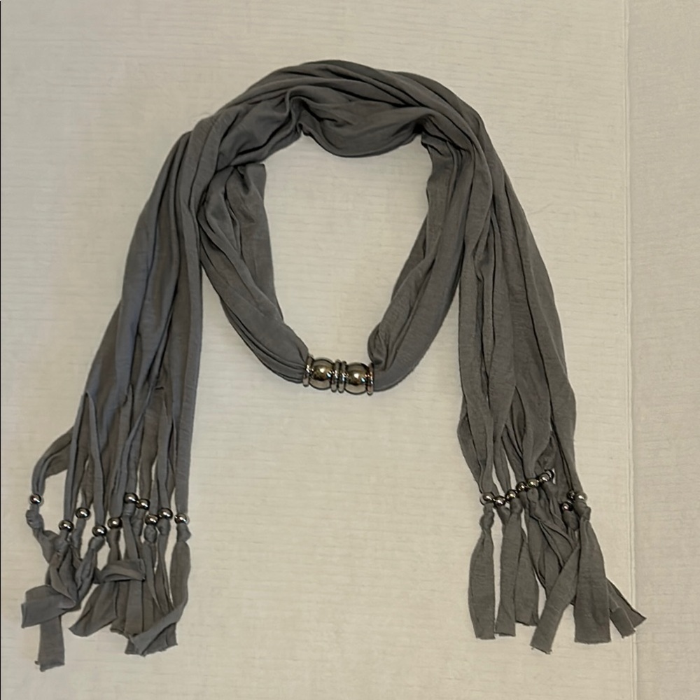 Gray Beaded Women's Scarf